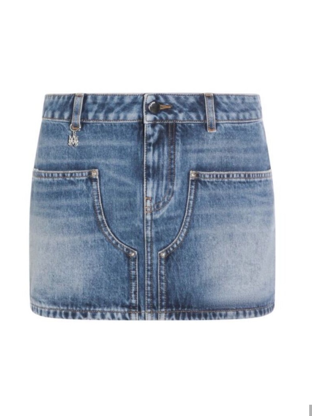 AMIRI FALL WINTER 2024 Denim Mini Skirt Double Pocket Light Blue Sz 25